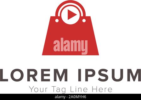 bag shop studio modern logo play button entertainment Stock Vector