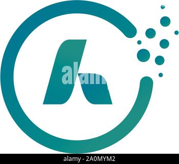Abstract initial A digital circle logo designs Stock Vector