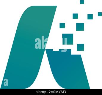 Abstract initial A digital circle logo designs Stock Vector