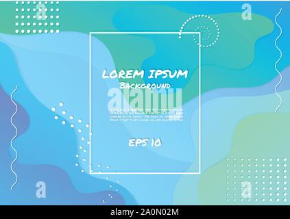 Fluid background liquid colorful modern design and memphis halftone style with space for your text. vector illustration Stock Vector