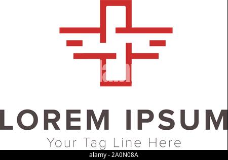 cross logo simple medical abstract logo Stock Vector