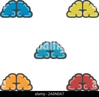 Brainy illustration full color abstract with outline Stock Vector