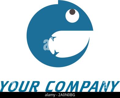 simple chameleon and circle modern blue logo Stock Vector