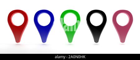 set of colorful map pointers isolated on white background. vector icons ...