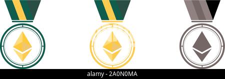 medal illustration winner championship ETH and bitcoin Stock Vector