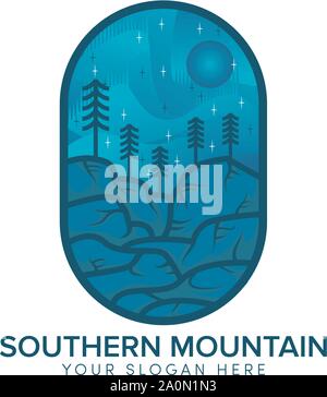 southern mountain abstract logo design with sun Stock Vector
