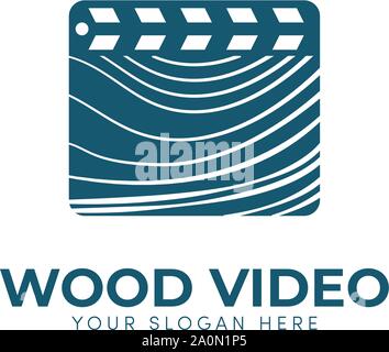 wood video logo designs industrial production Stock Vector
