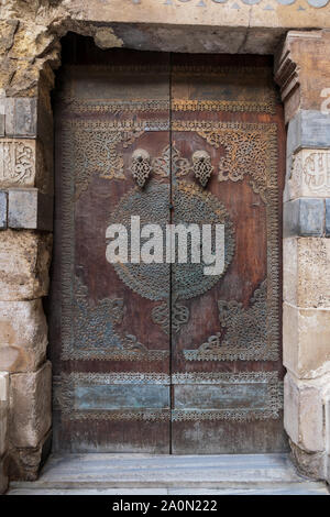 Wooden decorated copper plated door at Sultan Barquq mosque, Cairo ...