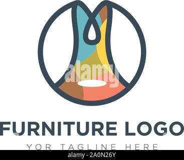 Furniture logo design with chair sofa modern logo Stock Vector