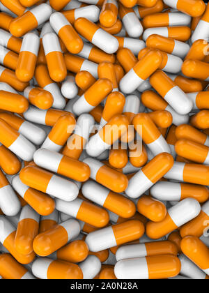 Background formed by capsule pills. 3d illustration. Stock Photo