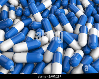 Background formed by capsule pills. 3d illustration. Stock Photo