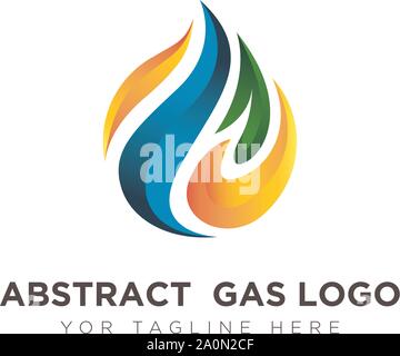 Abstract gas logo design with leaf and flame Stock Vector