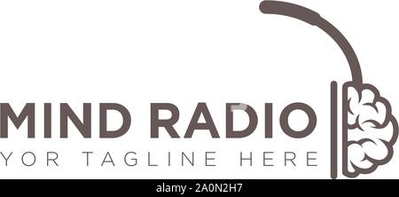 mind radio and headset logo designs and simple logo Stock Vector