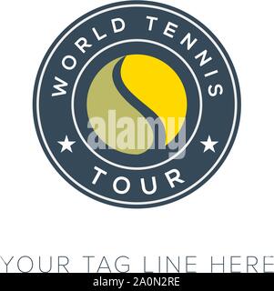 World Championship Tennis Logo sport yellow and green ball logo Stock Vector