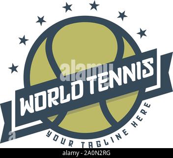 World Championship Tennis Logo sport yellow and green ball logo Stock Vector