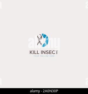 Kill The Insect Logo with modern insecticide pest killer Stock Vector