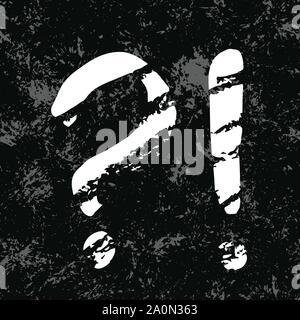 Set of hand drawn doodle exclamation and question marks on black textured background. Cartoon punctuation marks in grunge texture style. Vector illust Stock Vector