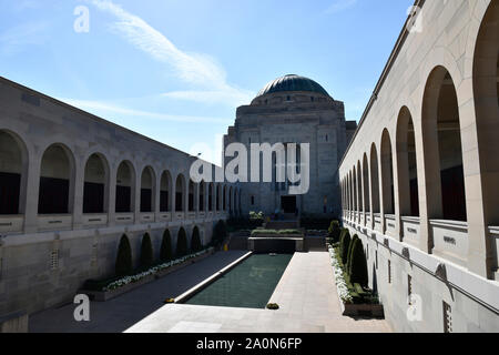 Left and right wings of Australian War Memorial, Campbell, Australia Stock Photo