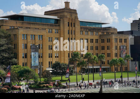 SYDNEY, AUSTRALIA, April 2019, Tourist at Museum of Contemporary Art, Circular Quay Stock Photo