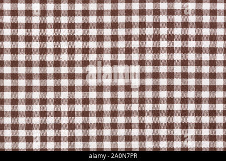 Brown checkered fabric, tablecloth texture. High quality texture in extremely high resolution. Stock Photo