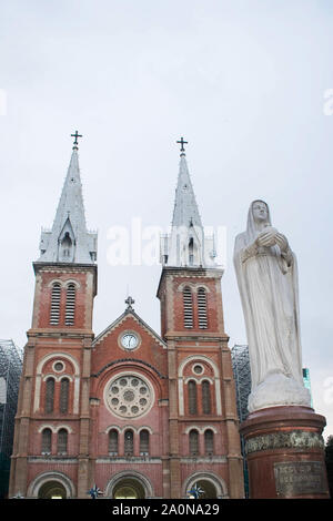 JULY 18, 2019-HO CHI MINH VIETNAM : Notre-Dame Cathedral Basilica of Saigon is a cathedral located in the downtown of Ho Chi Minh City, Vietnam. Stock Photo