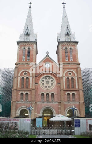 JULY 18, 2019-HO CHI MINH VIETNAM : Cathedral basilica of our lady of the immaculate conception in Ho Chi Minh City formerly known as Saigon. Establis Stock Photo