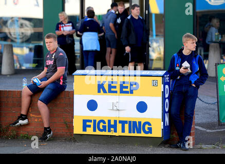 A general view of Leeds United fans outside the stadium prior to the the Sky Bet Championship match at Elland Road, Leeds. Stock Photo