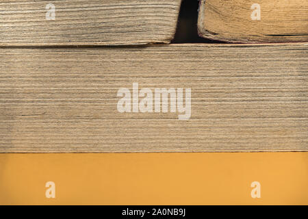 Close up textbooks pages background. Macro view. Stock Photo