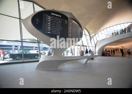 New York City, New York, USA - September 20, 2019: Interior view at the historic TWA Flight Center, now the TWA Hotel at John F. Kennedy International Stock Photo