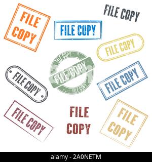 Set of rectangular stamps file copy, vector illustration. Stock Vector