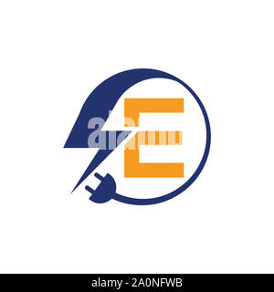 Electrical sign with the letter,  Electricity Logo, electric logo and icon Vector design Template.Lightning Icon in Vector. Lightning Logo Stock Photo