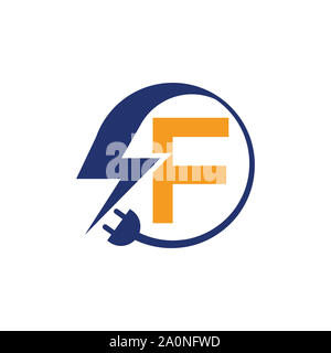 Electrical sign with the letter,  Electricity Logo, electric logo and icon Vector design Template.Lightning Icon in Vector. Lightning Logo Stock Photo