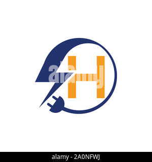 Electrical sign with the letter,  Electricity Logo, electric logo and icon Vector design Template.Lightning Icon in Vector. Lightning Logo Stock Photo