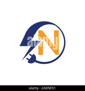 Electrical sign with the letter,  Electricity Logo, electric logo and icon Vector design Template.Lightning Icon in Vector. Lightning Logo Stock Photo