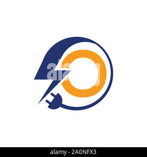 Electrical sign with the letter,  Electricity Logo, electric logo and icon Vector design Template.Lightning Icon in Vector. Lightning Logo Stock Photo