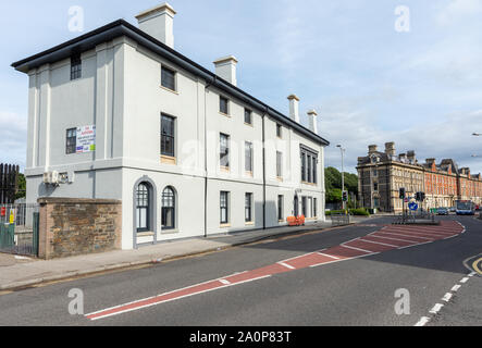 Cardiff, Wales, UK - July 21, 2019: The recently refurbished Cardiff Bay Railway Station stands on Bute Street at the terminus of the Butetown Branch Stock Photo