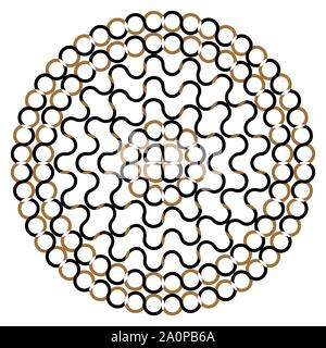 Round shape with circle dots. Vector chain template texture. Stock Vector