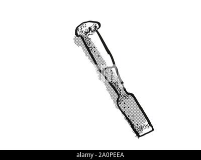 Retro cartoon style drawing of a chisel, a woodworking hand tool  on isolated white background done in black and white Stock Photo