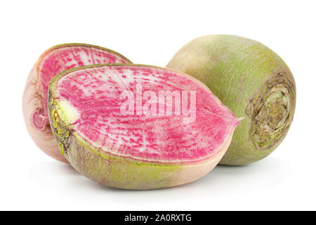 Watermelon radish closeup isolated on white background Stock Photo