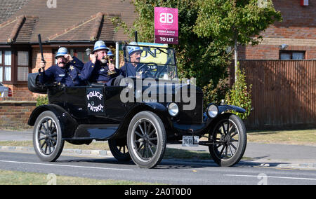 Buckinghamshire, UK. 21st Sept, 2019. Kop Hill Climb 2019 Classic motorsport event in Princes Risborough. Chilterns. Comedy police car. Credit: Susie Kearley/Alamy Live News Stock Photo