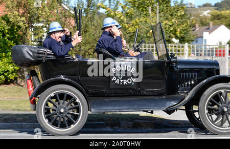 Buckinghamshire, UK. 21st Sept, 2019. Kop Hill Climb 2019 Classic motorsport event in Princes Risborough. Chilterns. Comedy police car. Credit: Susie Kearley/Alamy Live News Stock Photo