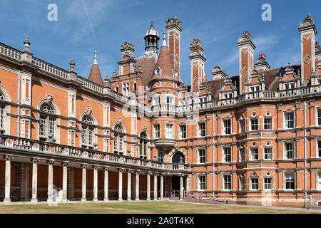 The historic Founder's Building at Royal Holloway College in Surrey, UK, part of the University of London, and originally a college to educate women Stock Photo