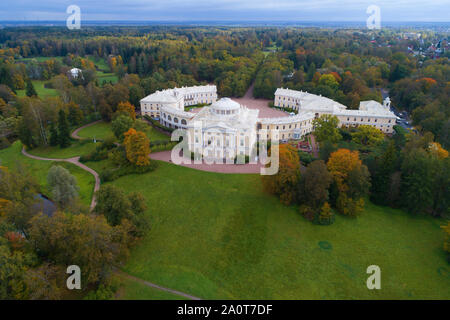 Pavlovsk Palace on a cloudy September afternoon (aerial photography). Neighborhood of St. Petersburg, Russia Stock Photo