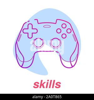game play icon, esports skills, vector line concept with gamepad on isolated background with color spot. Stock Vector