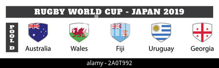 Rugby world cup 2019-Teams. Countries Flags Stock Photo - Alamy