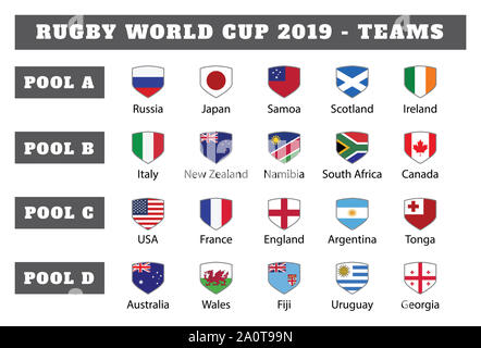 Rugby world cup 2015 pool a b c d teams set Vector Image