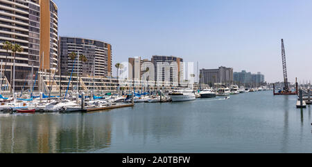 Los Angeles California USA. May 30, 2019. Marina del Rey Luxury yachts and resorts, sunny spring day