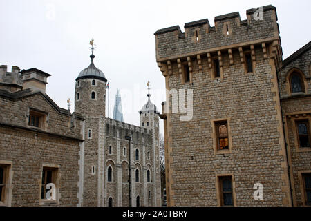 White tower at London built by William the Conqueror Stock Photo