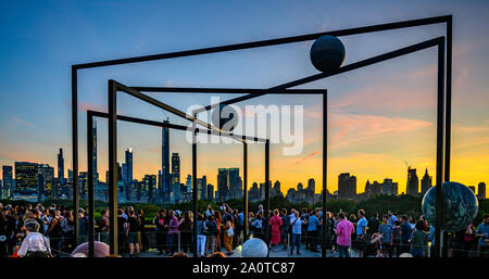New York, USA,  20 September 2019.  New York City.  Visitors enjoy the views from the roof garden of the Metropolitan Museum of Art in New York city n