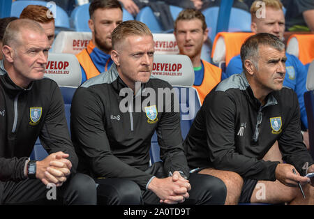 15th September 2019, John Smiths Stadium, Huddersfield England; Sky Bet Championship Football, Huddersfield Town vs Sheffield Wednesday ;Gary Monk manager of Sheffield Wednesday Credit: Dean Williams/News Images  English Football League images are subject to DataCo Licence Stock Photo